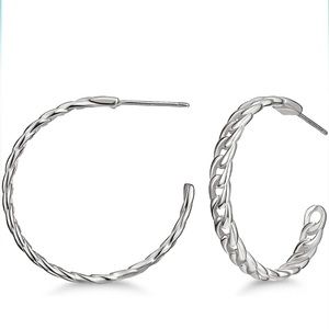 SWEETV Hoop Earrings, 925 Sterling Silver Chunky  Lightweight Hypoallergenic
